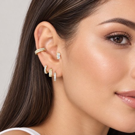 Piercing de Tragus Labret - Coroa de Zircônia  - Titânio PVD Gold - 7TRG145