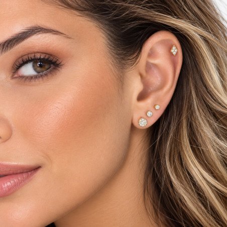 Piercing de Tragus em Titânio - Labret Losango com Zircônias - Rosca Interna - 7TRG149