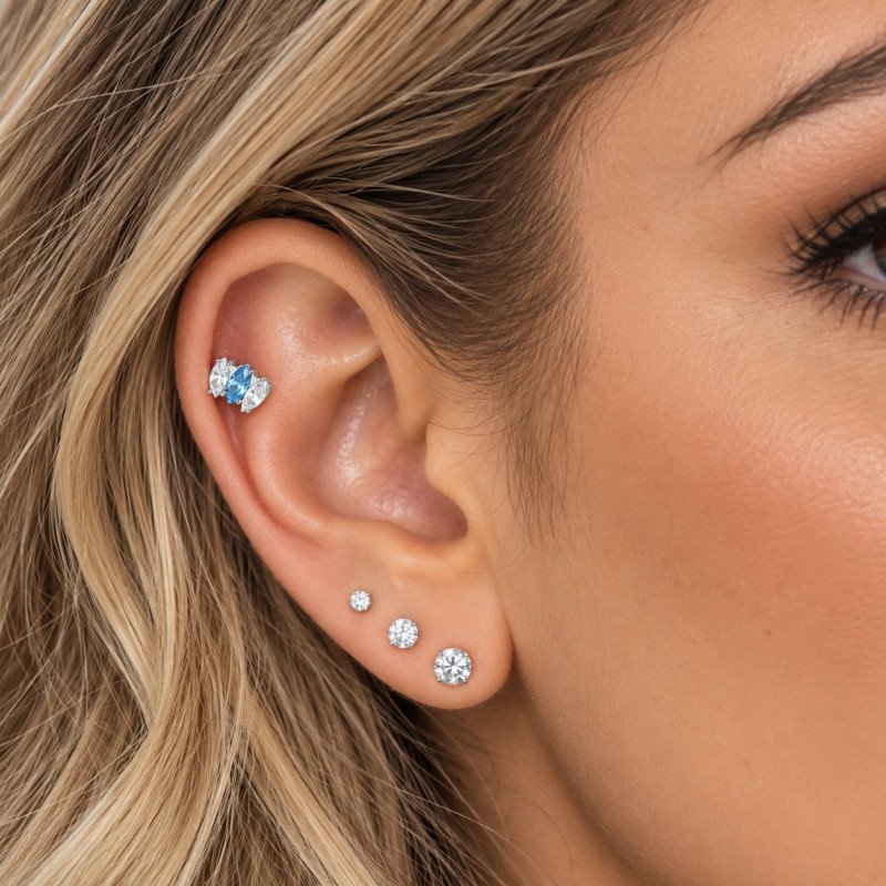 Piercing de Tragus Labret - Coroa de Zircônia  - Titânio - 7TRG155