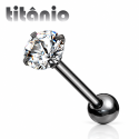 Piercing de Tragus em Titânio - Ponto de Luz Zircônia - PVD Black - 7TRG158