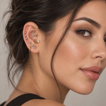 Piercing Labret Bolinha Pin Push em Titânio Natural ou PVD Gold - 7TRG160