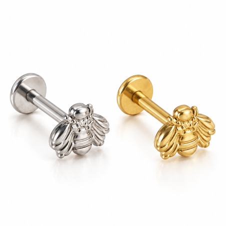 Piercing de Tragus Labret - Abelhinha - Titânio PVD Gold - 7TRG169