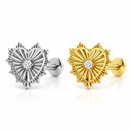 Piercing para Tragus Labret - Coração Ensolarado - Titânio PVD Gold - 7TRG172