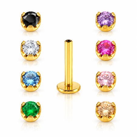 Piercing em Titânio Labret Ponto de Luz Pedestal com Zircônia - 7TRG175