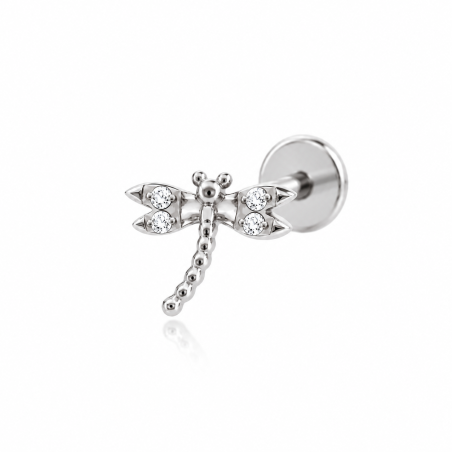 Piercing Labret Libélula com Zircônias em Titânio - 7TRG176