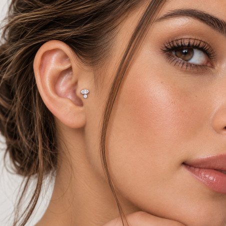 Piercing de Tragus Labret Navete Olho - Zircônia  - Titânio - 7TRG177