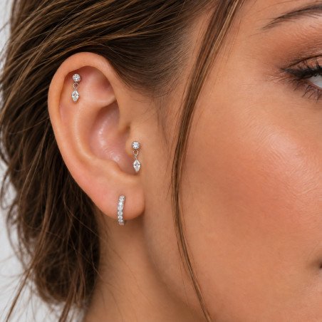 Piercing Labret Ponto de Luz em Titânio - Pingente com Zircônia - 7TRG179