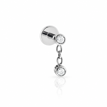 Piercing Labret Ponto de Luz em Titânio - Pingente com Zircônia - 7TRG180
