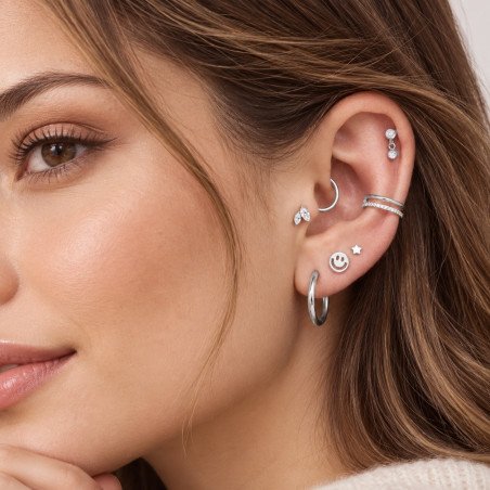 Piercing Labret Ponto de Luz em Titânio - Pingente com Zircônia - 7TRG180