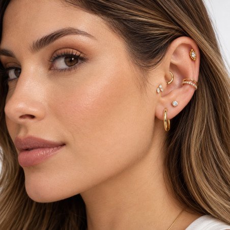 Piercing de Tragus Labret Olhinho Indiano com Zircônia  - Titânio PVD Gold - 7TRG181