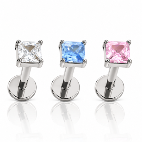 Piercing em Titânio Labret Square com Zircônia Quadrada - 7TRG183