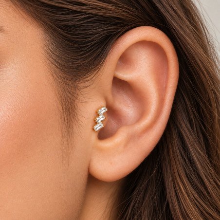 Piercing para Orelha - Labret Baguete  em Titânio com Zircônias - 6ORE1105
