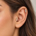 Piercing para Orelha - Labret Baguete  em Titânio com Zircônias - 6ORE1105