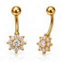 Piercing de Umbigo Dourado - Flor Cravejada de Cristais - 1FLO104