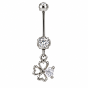 Piercing de Umbigo - Haste Menor - Trevo da Sorte com Cristal  - 1PEQ72