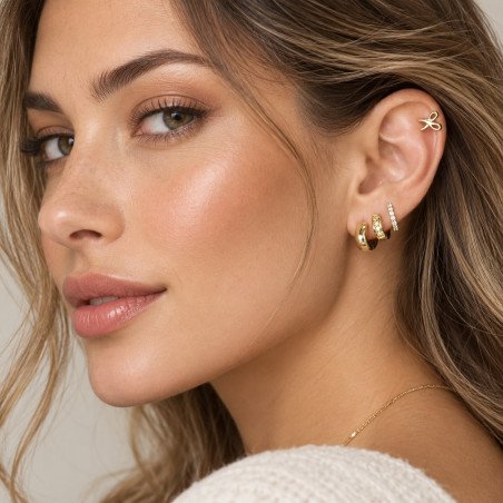 Piercing de Tragus em Aço Cirúrgico - Labret Tesoura - PVD Gold - Rosca Interna - 7TRG191