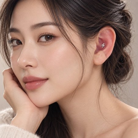 Piercing de Tragus em Titânio - Labret Estrela Polar - Rosca Interna - 7TRG195