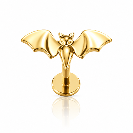 Piercing de Orelha Labret - Morcego - Titânio PVD Gold - 7TRG204