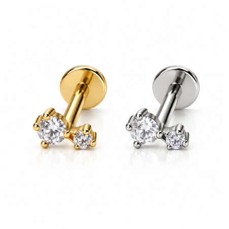 Piercing de Tragus Labret Diamante com Zircônias  - Titânio PVD Gold - 7TRG207