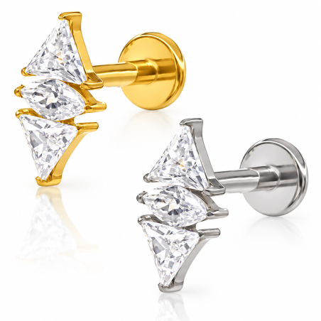 Piercing de Tragus Labret - Zircônias  - Titânio - 7TRG208