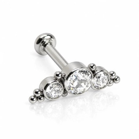 Piercing de Tragus - Tribal em Aço com Cristais - 7TRG211