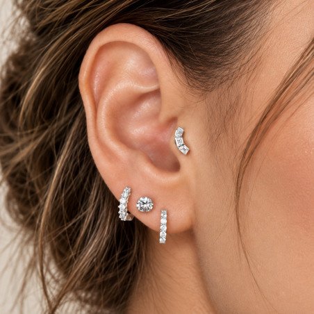 Piercing de Tragus em Titânio - Labret Cluster Square - Rosca Interna - 7TRG213